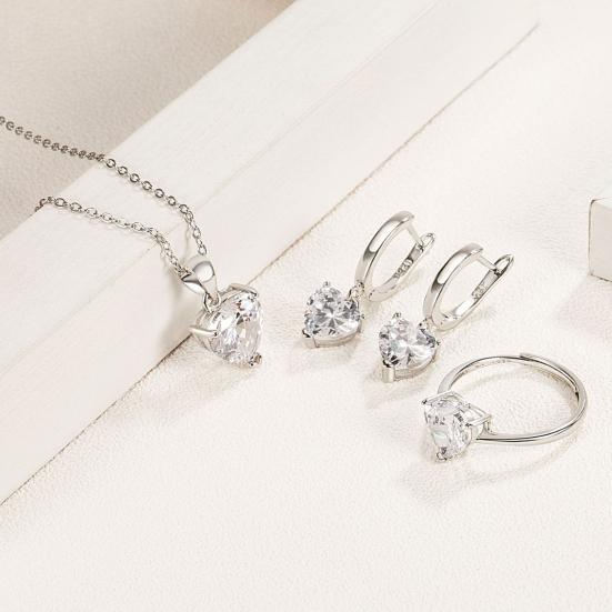 Birthstone Heart Set – Necklace & Earrings in 925 Sterling Silver