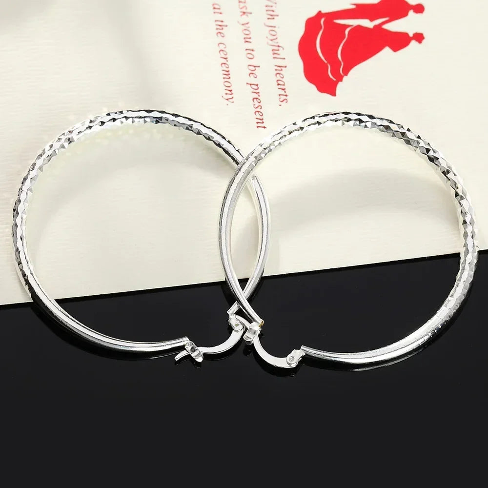 Sterling Silver Textured Hoop Earrings – Classic Shine with a Modern Twist