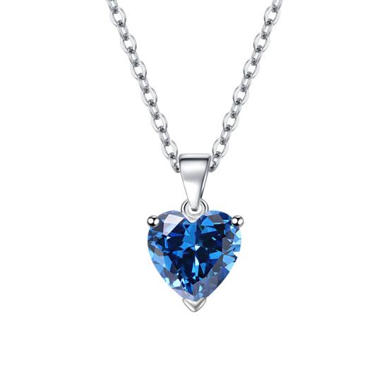 Birthstone Heart Set – Necklace & Earrings in 925 Sterling Silver