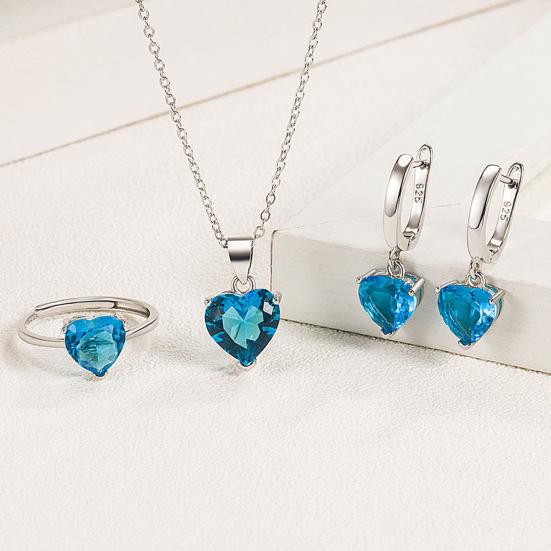 Birthstone Heart Set – Necklace & Earrings in 925 Sterling Silver