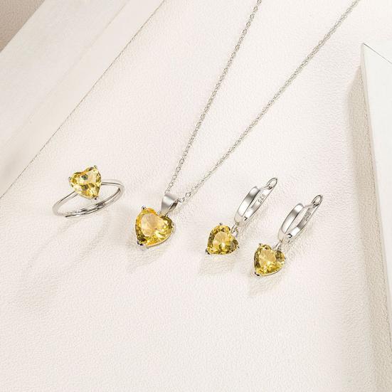 Birthstone Heart Set – Necklace & Earrings in 925 Sterling Silver